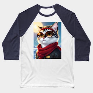 Cat in the snow - Modern digital art Baseball T-Shirt